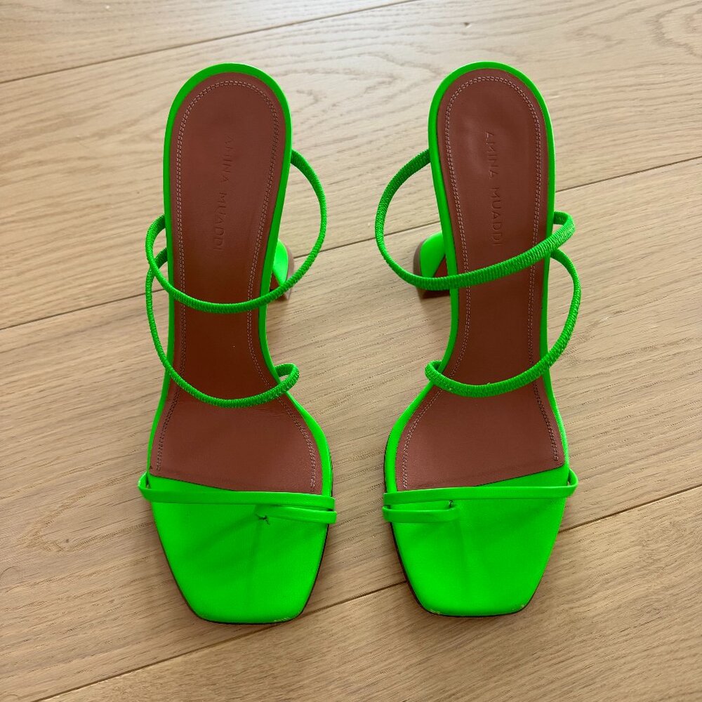 AMINA MUADDI Naima Leather Sandals in green leather IT 38// US 8